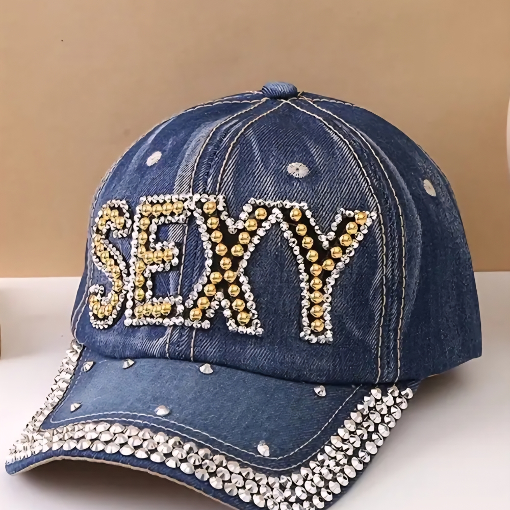 NWOT - Embellished BB Cap with Gold Accents and Clear Rhinestones